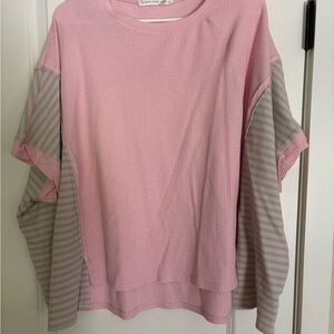 Altar'd State Pink Ribbed Knit Top